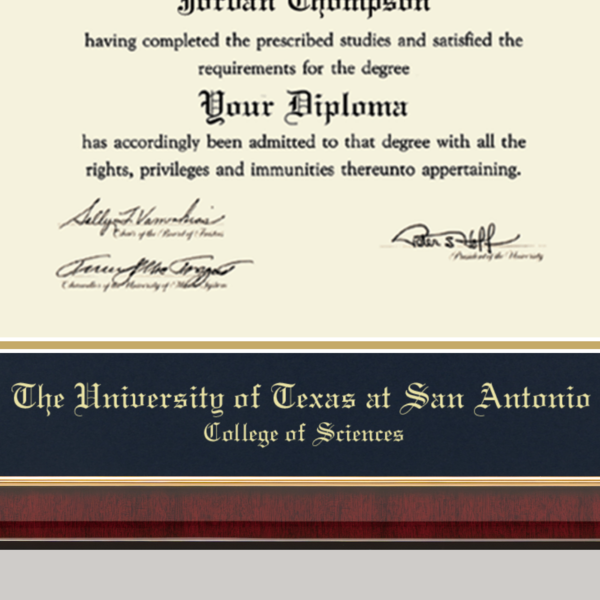 Cadre Diplôme Université Du Texas – 11x14 Pouces, Doré, Bois, Avec Chevalet