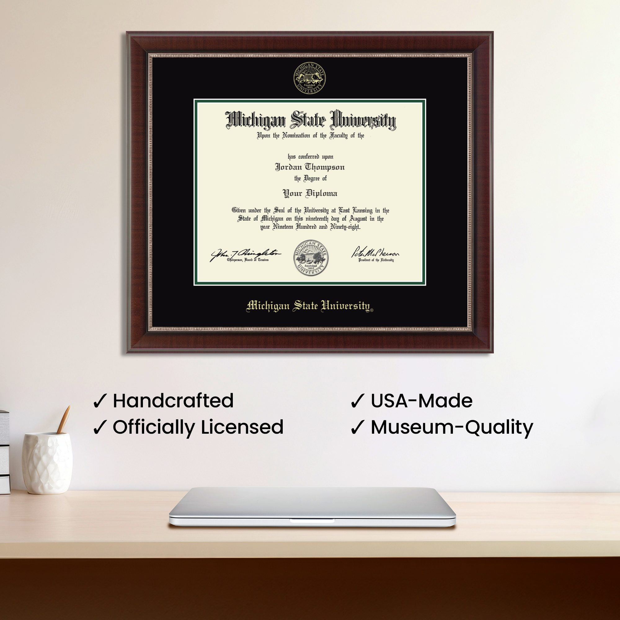 Michigan State University Gold Embossed Diploma Frame in Gallery - Item