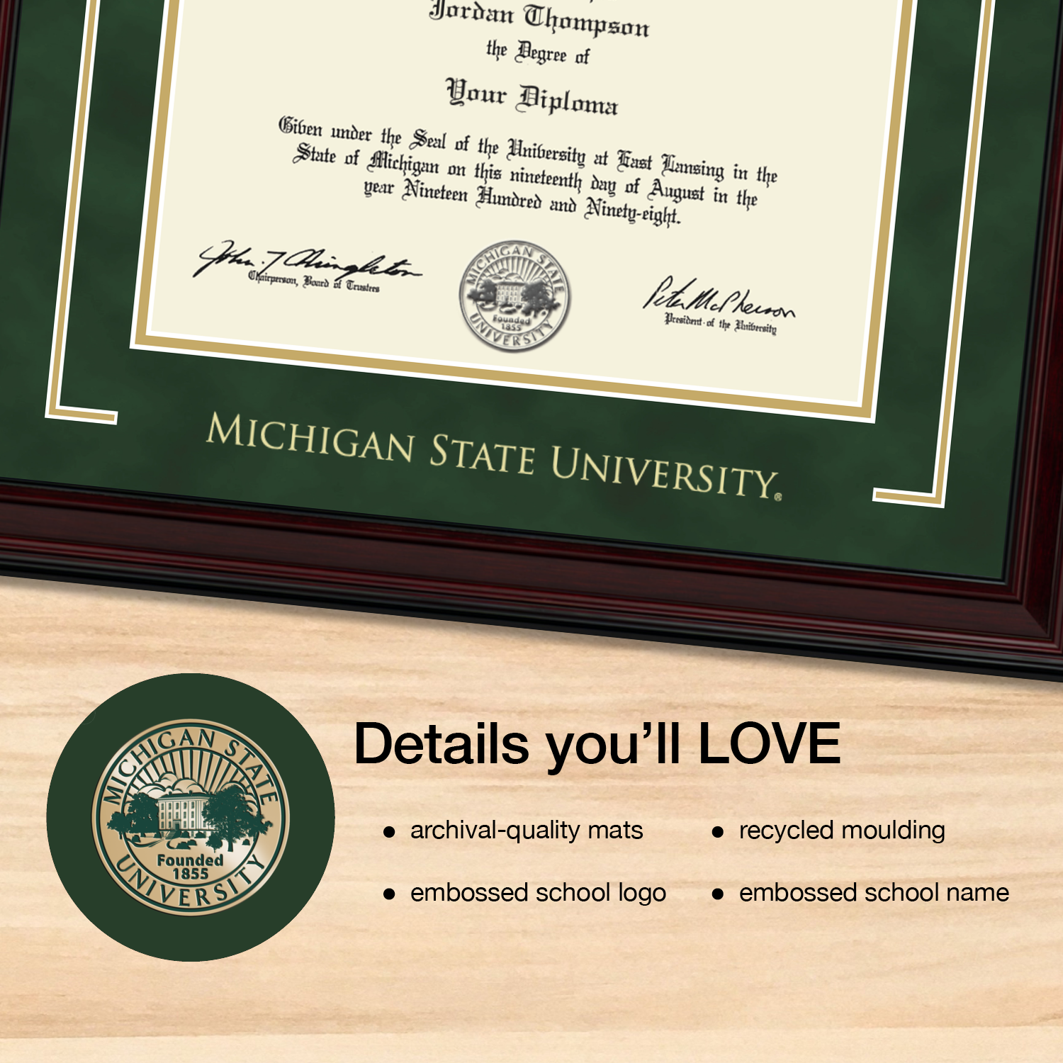 thumbnail image 2 of Governors State University Diploma Frame-Cherry Lacquer-w/Seal-Black On Gold Mat – Official Diploma Frames 2 of 11