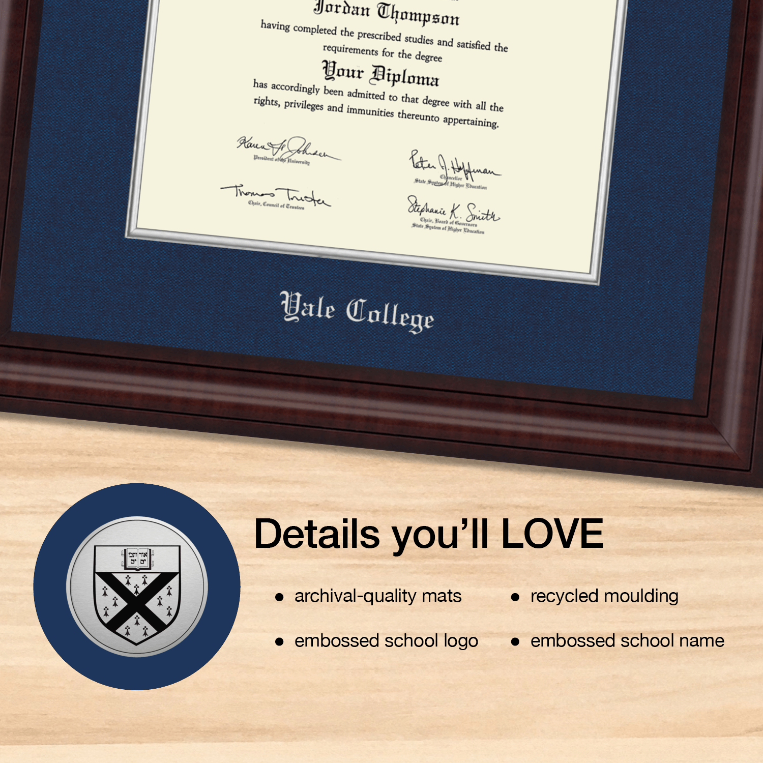 Presidential Silver Engraved Diploma Frame in Premier - Yale