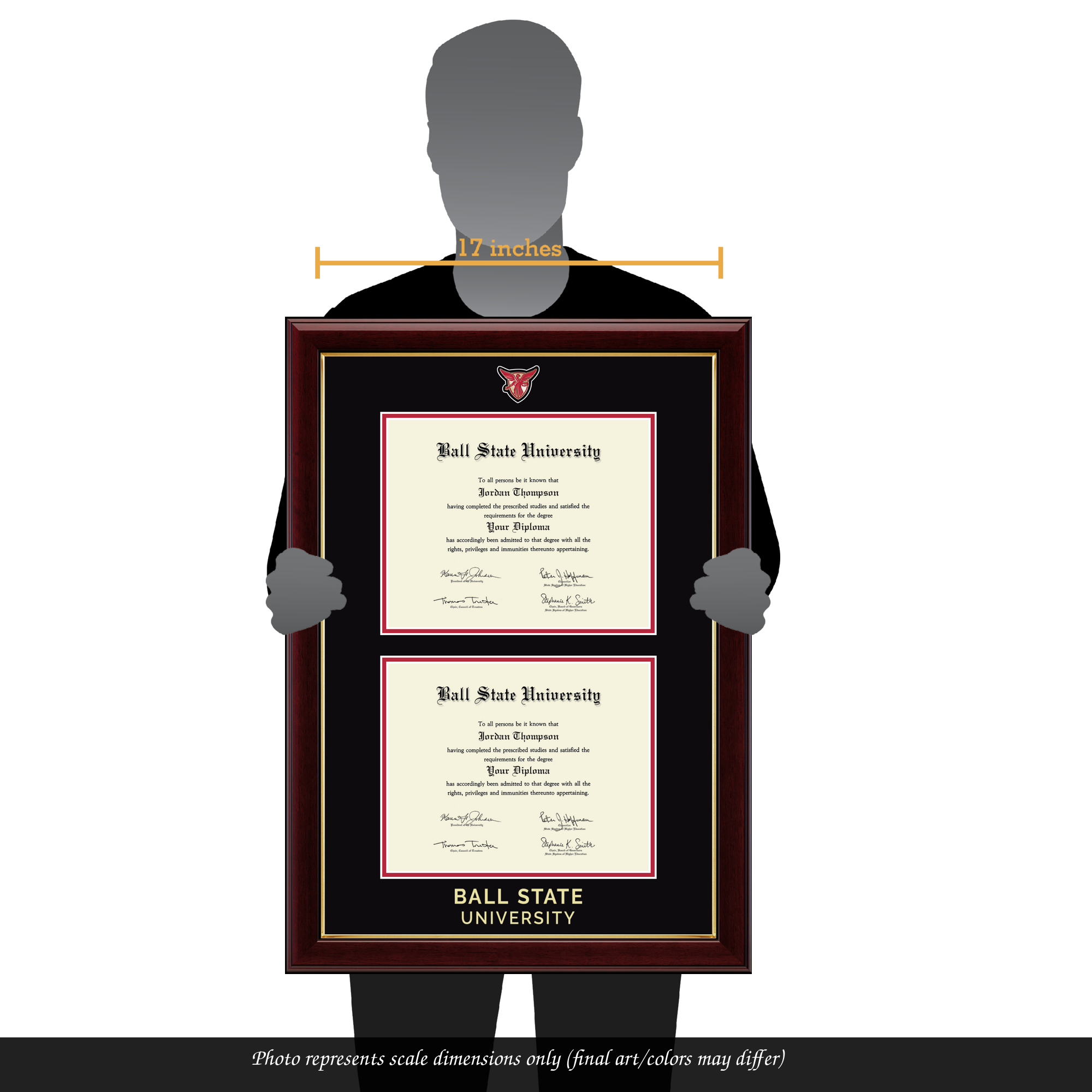 Ball State University Petite Diploma Frame - Mahogany Wood Frame With Gold Trim & School Seal - View #8