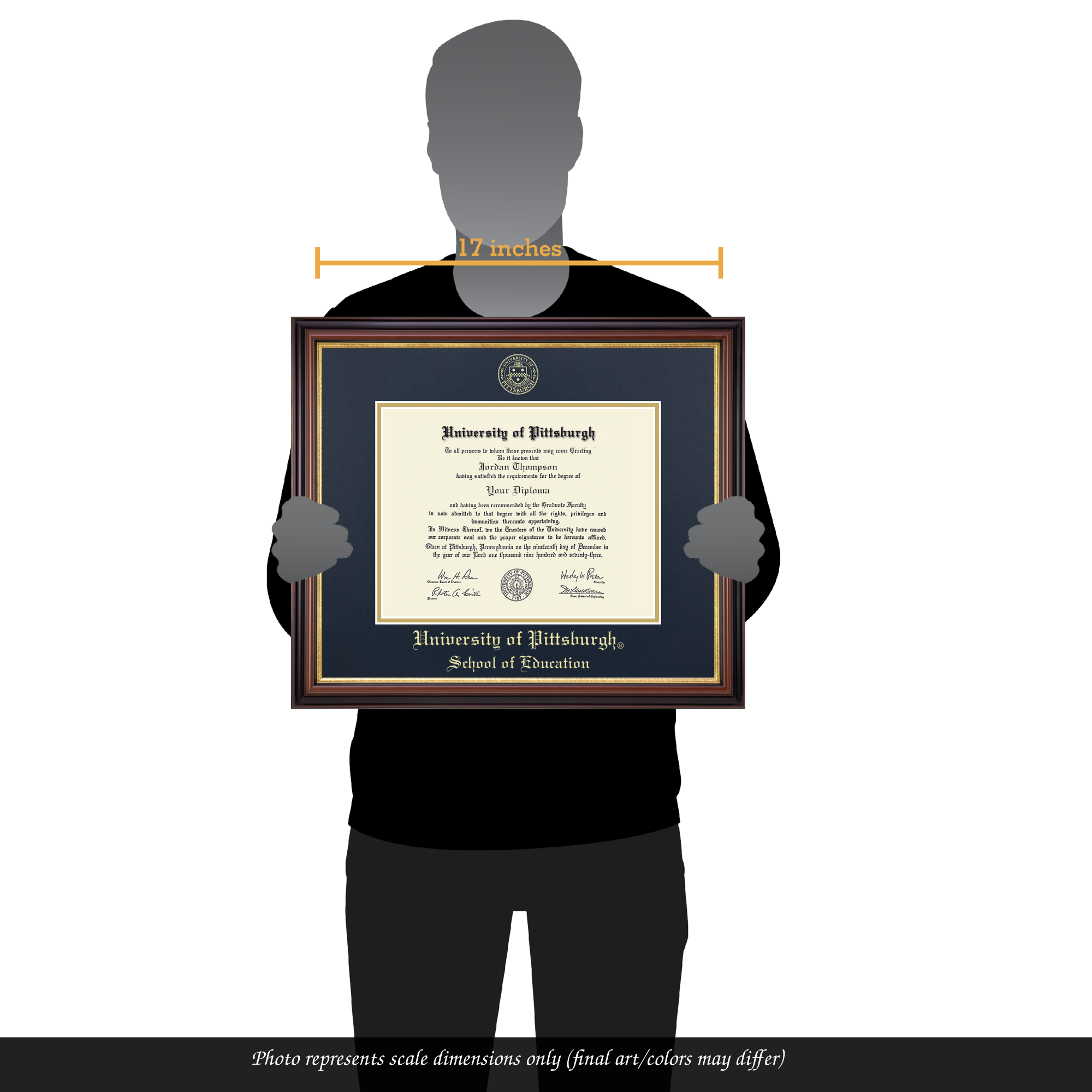 Pittsburgh Petite Mahogany Diploma Frame With Gold Trim & School Seal