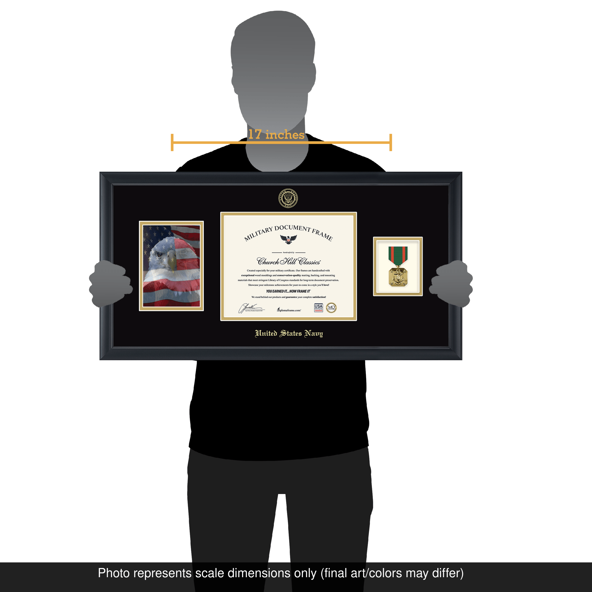 U.S. Navy Photo, Certificate & Medal Frame (Black) - Black and