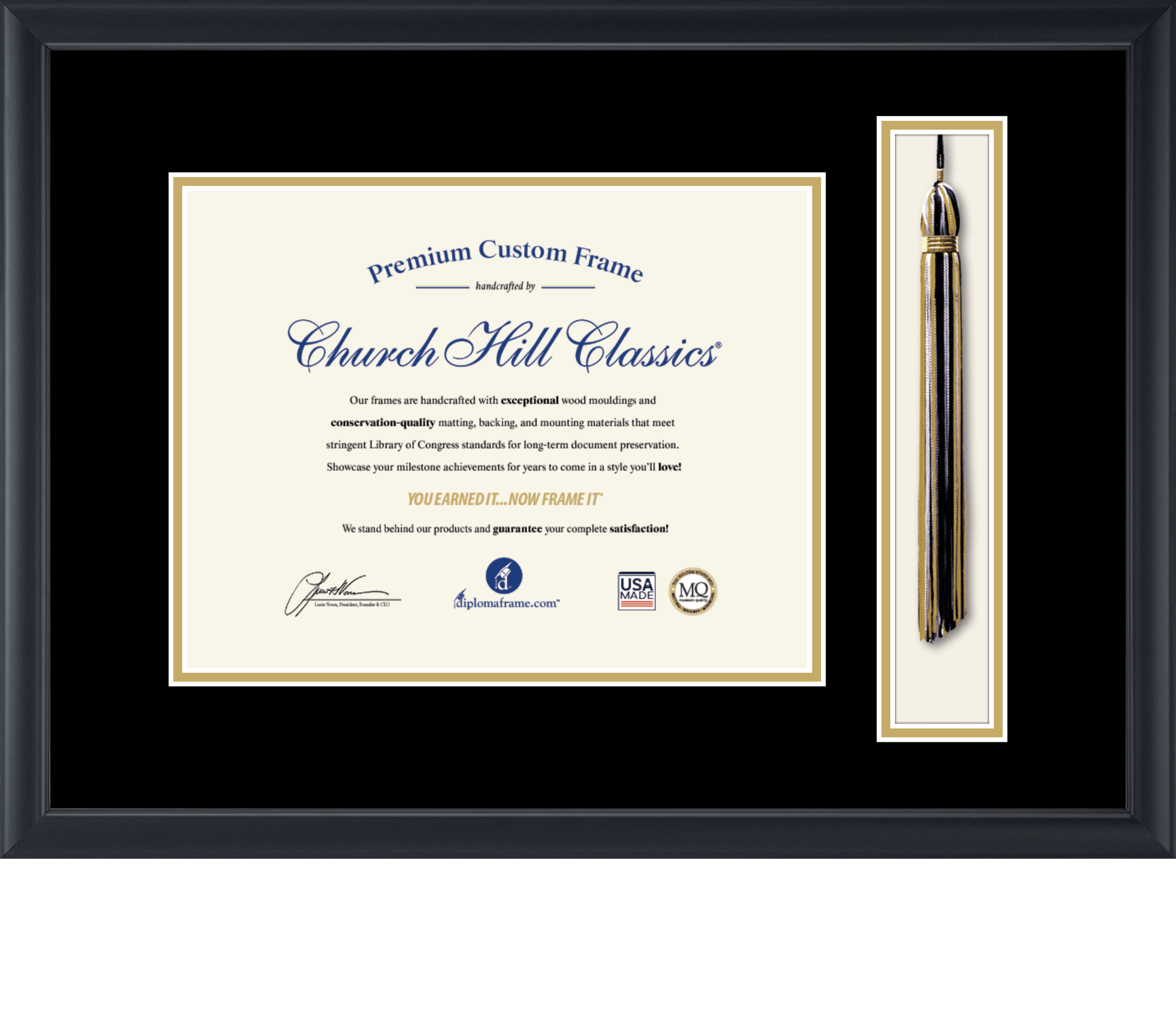 Tassel & Cord Diploma Frame in Obsidian - Graduation Gifts - Item