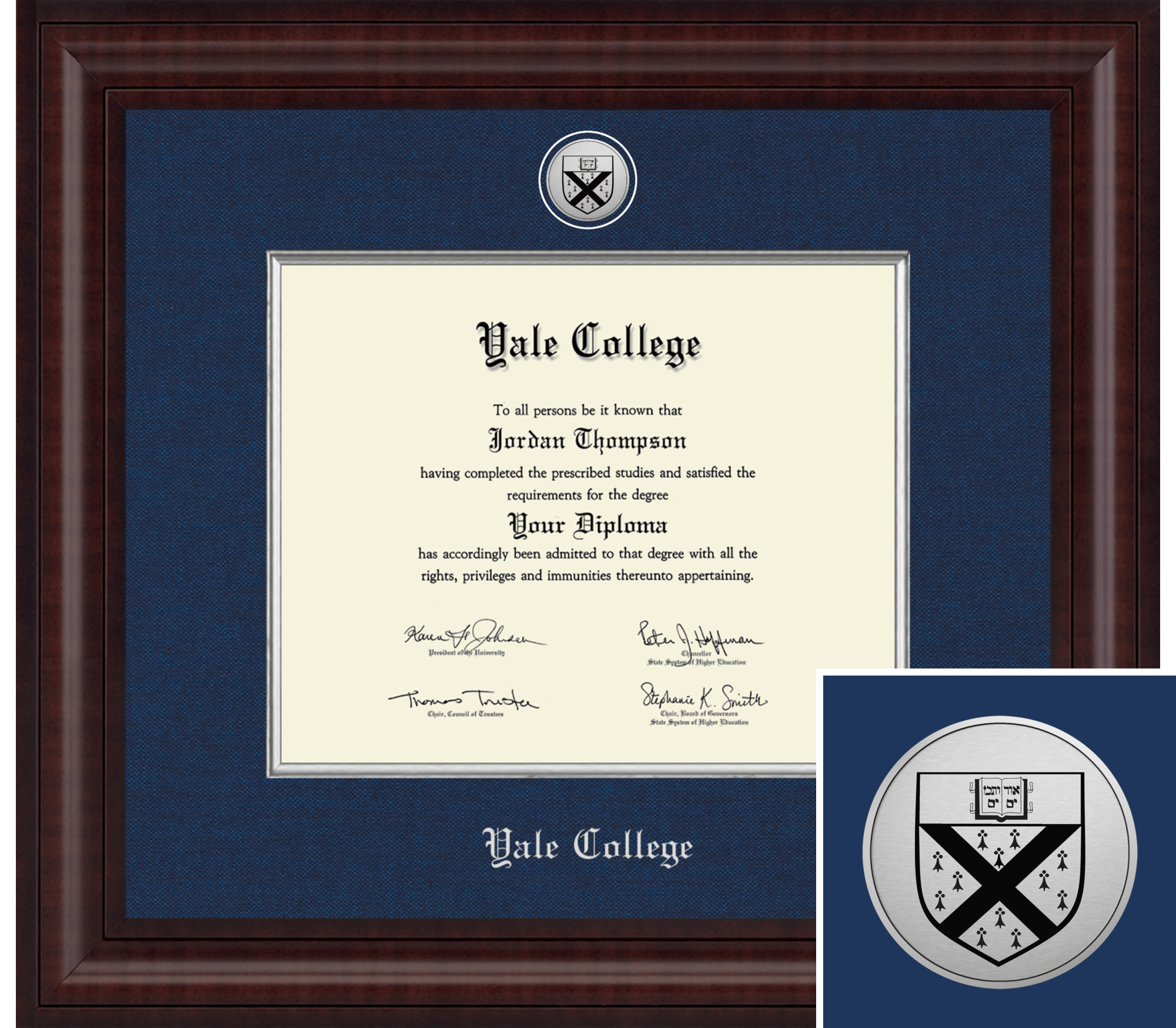 Presidential Silver Engraved Diploma Frame in Premier - Yale